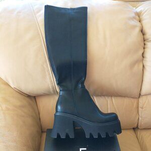 NEW LAMODA - Sideways Chunky Platform Knee High Boots